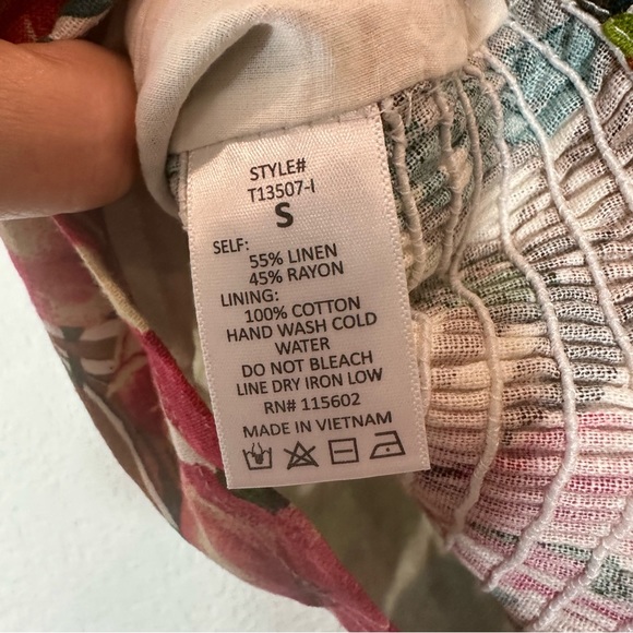 Lush Halter Tropical Linen Cropped  Beach Top Size Small - Picture 5 of 5